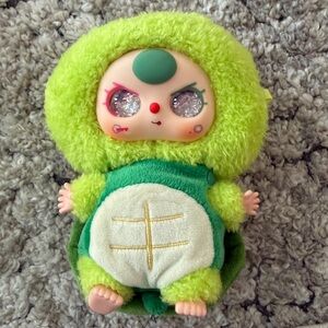 Baby three-Elf Plush bag charm “Turtle” bag charm! 💚🤍GEL GLITTER EYES!! 👀